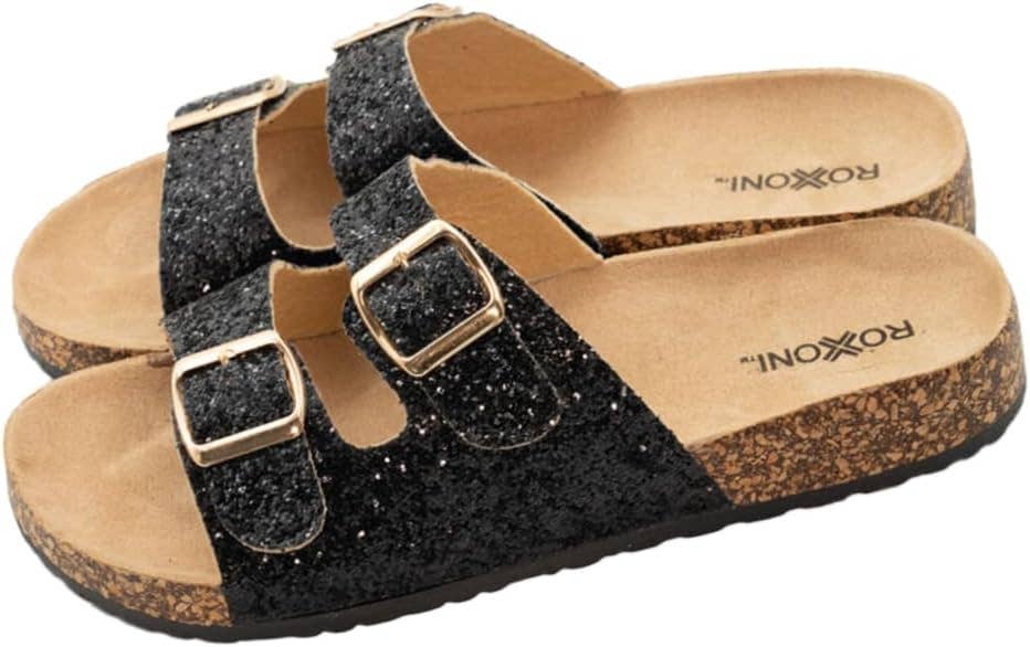 Rox i Women's Gliters Comfort Flat Party Sandals: Black / 9